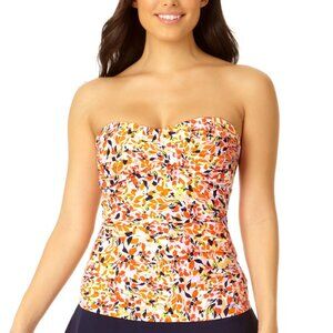 Anne Cole Whirlpool Ditsy Twist Front Bandeaukini Swim Top Multicolor S